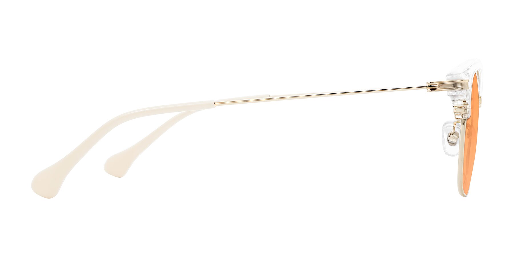 Side of Obrien in Clear/Gold with Medium Orange Tinted Lenses