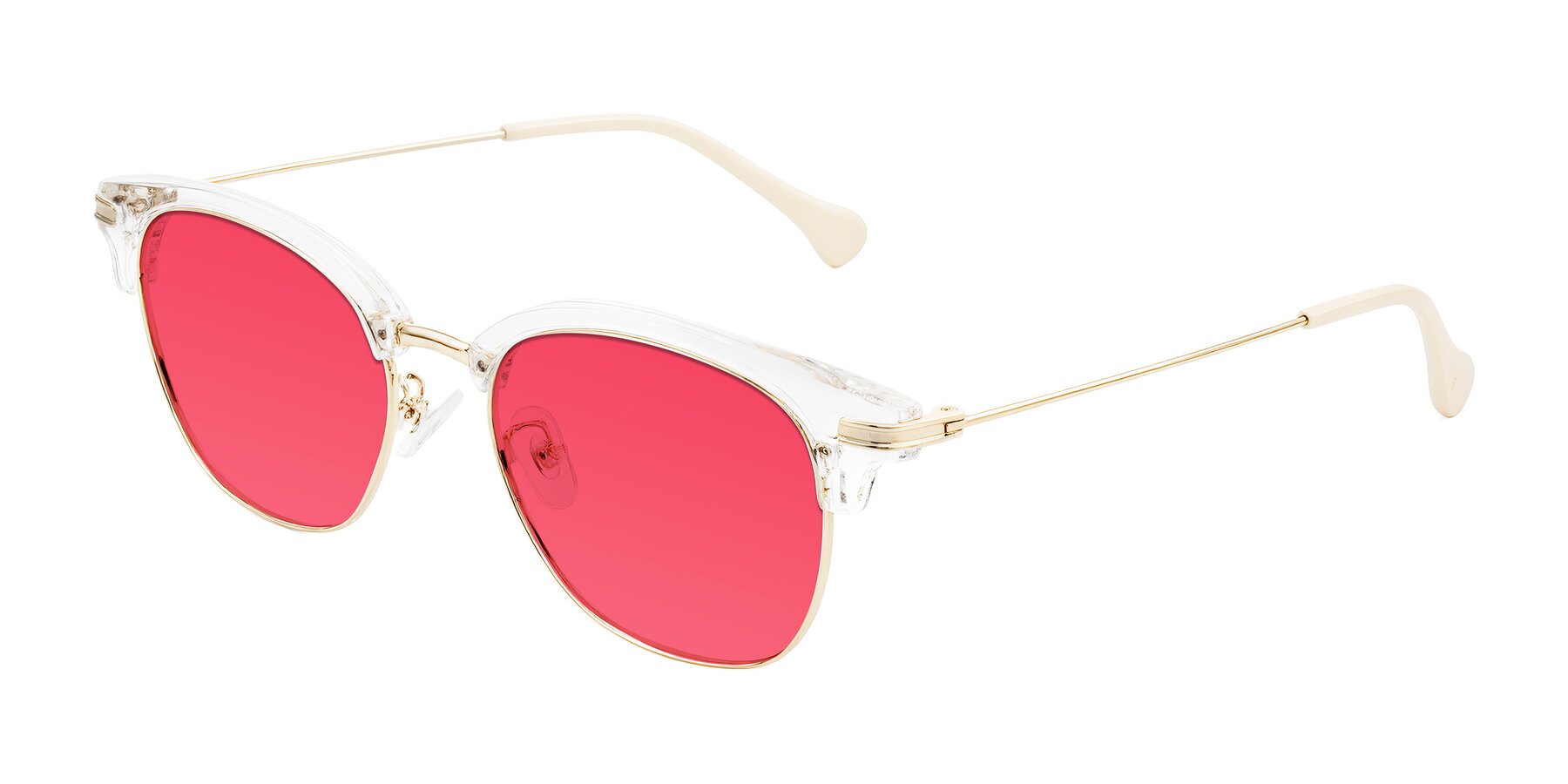 Angle of Obrien in Clear/Gold with Red Tinted Lenses