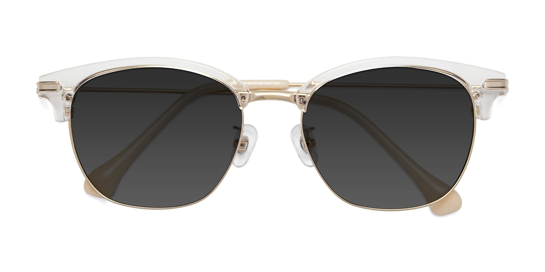 Folded Front of Obrien in Clear-Gold with Gray Tinted Lenses