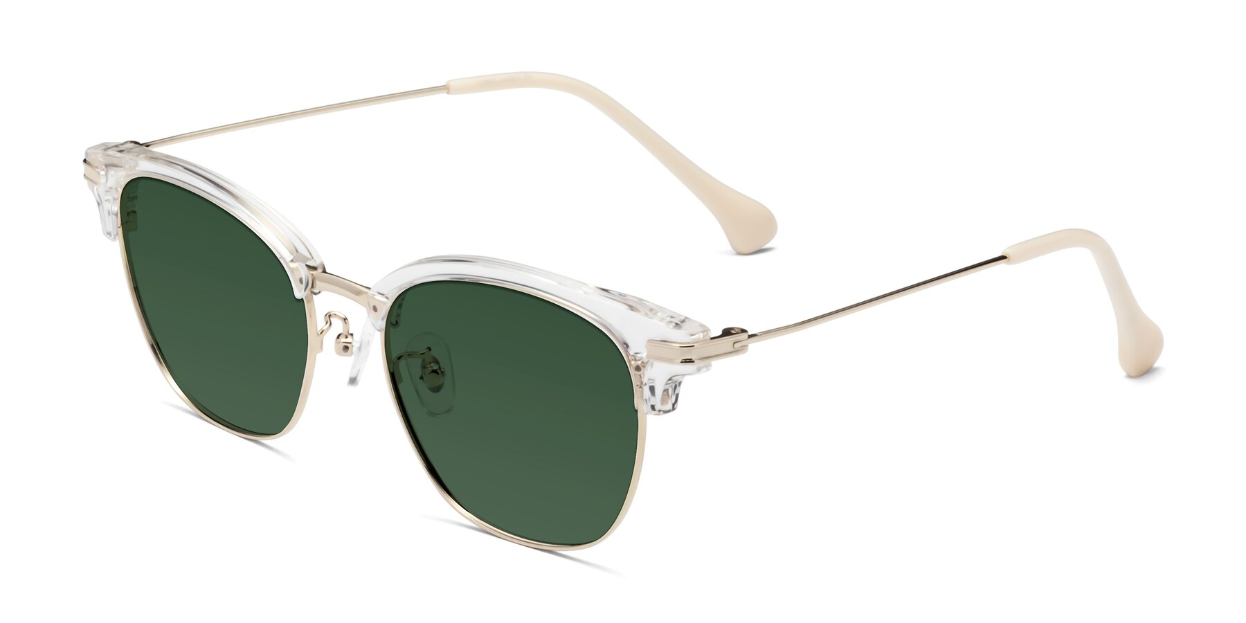 Angle of Obrien in Clear-Gold with Green Tinted Lenses