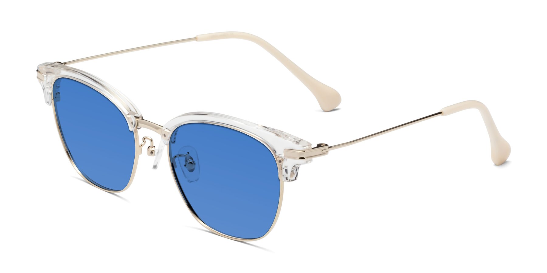 Angle of Obrien in Clear-Gold with Blue Tinted Lenses