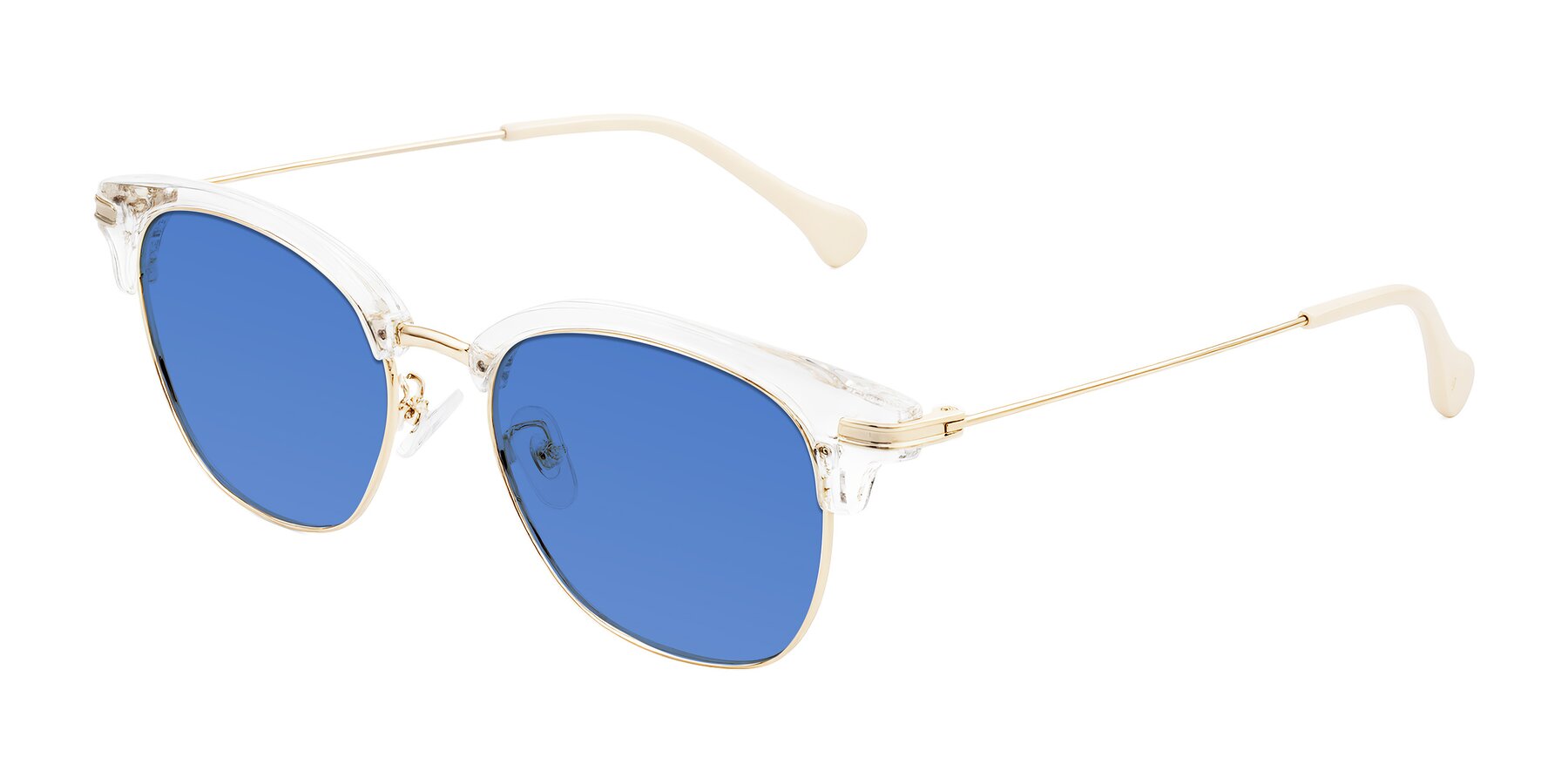 Angle of Obrien in Clear/Gold with Blue Tinted Lenses