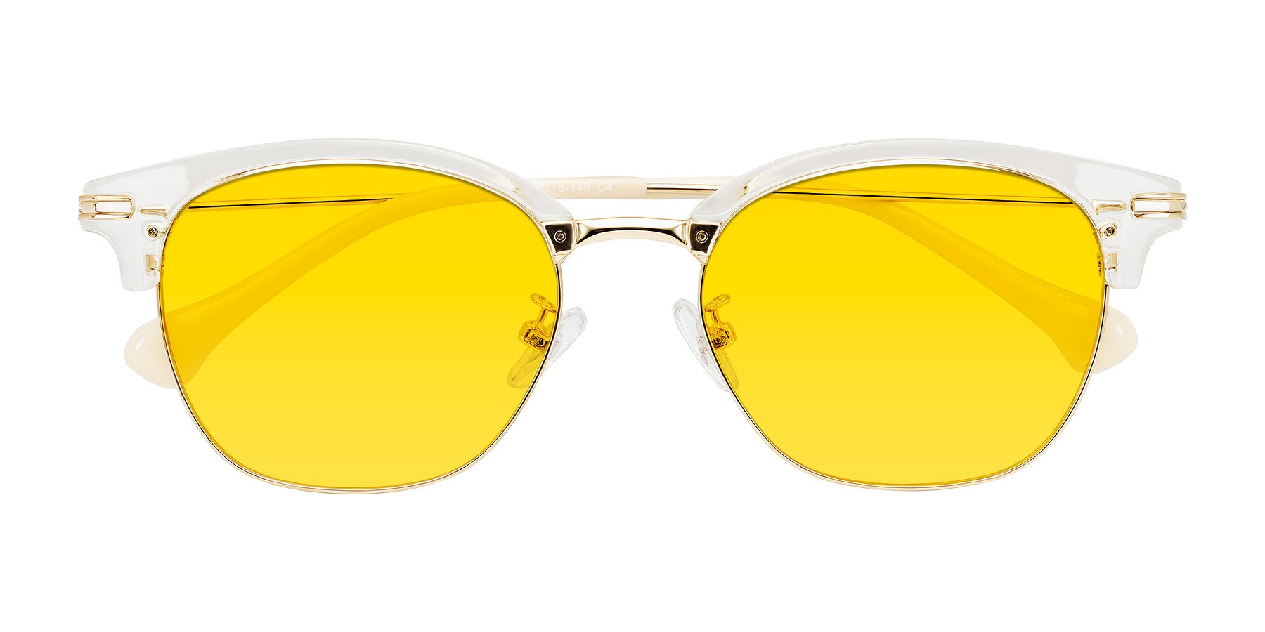 Folded Front of Obrien in Clear/Gold with Yellow Tinted Lenses