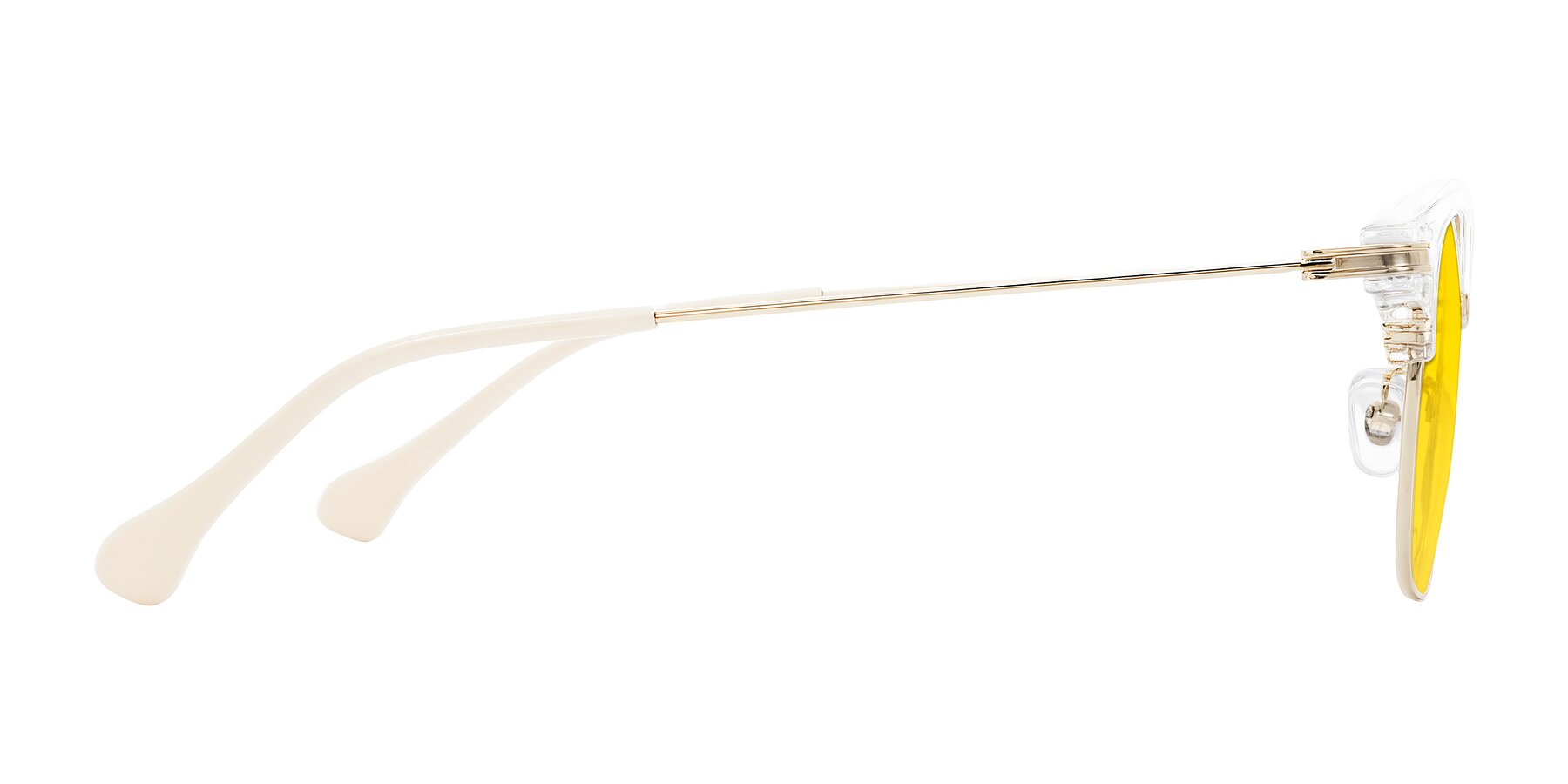 Side of Obrien in Clear/Gold with Yellow Tinted Lenses