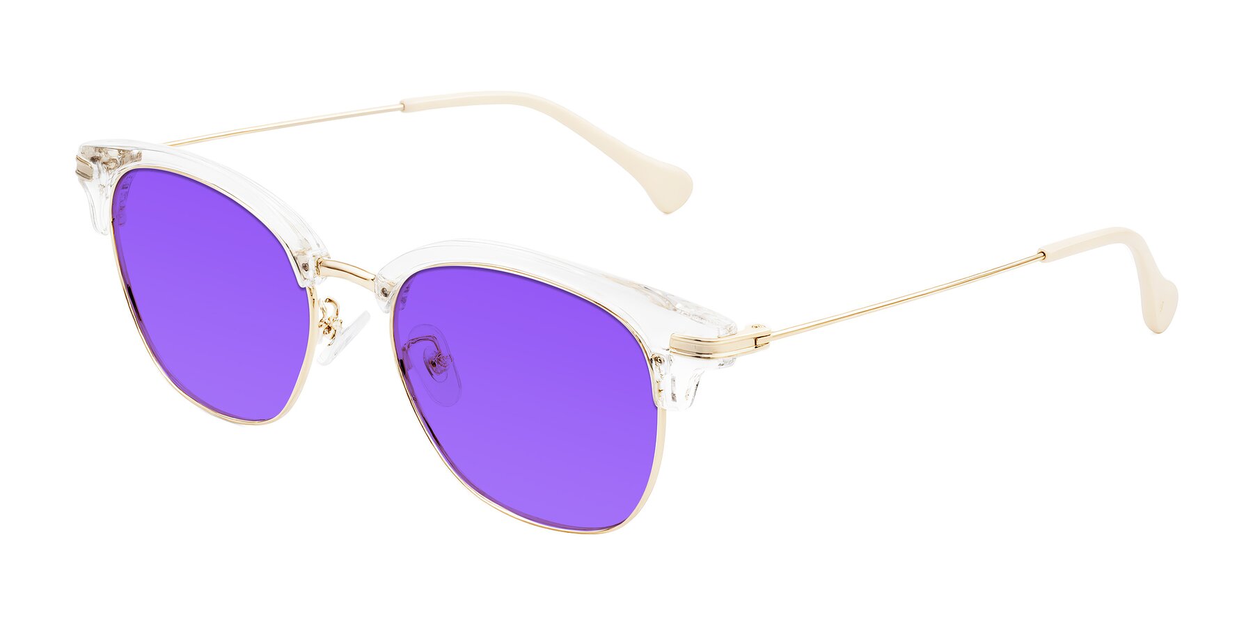 Angle of Obrien in Clear/Gold with Purple Tinted Lenses
