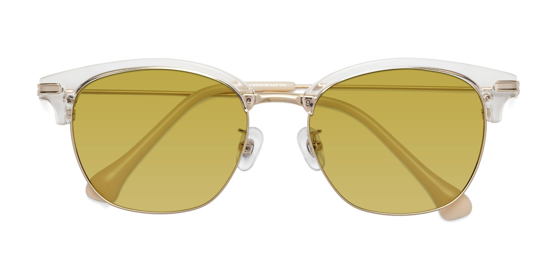 Folded Front of Obrien in Clear-Gold with Champagne Tinted Lenses