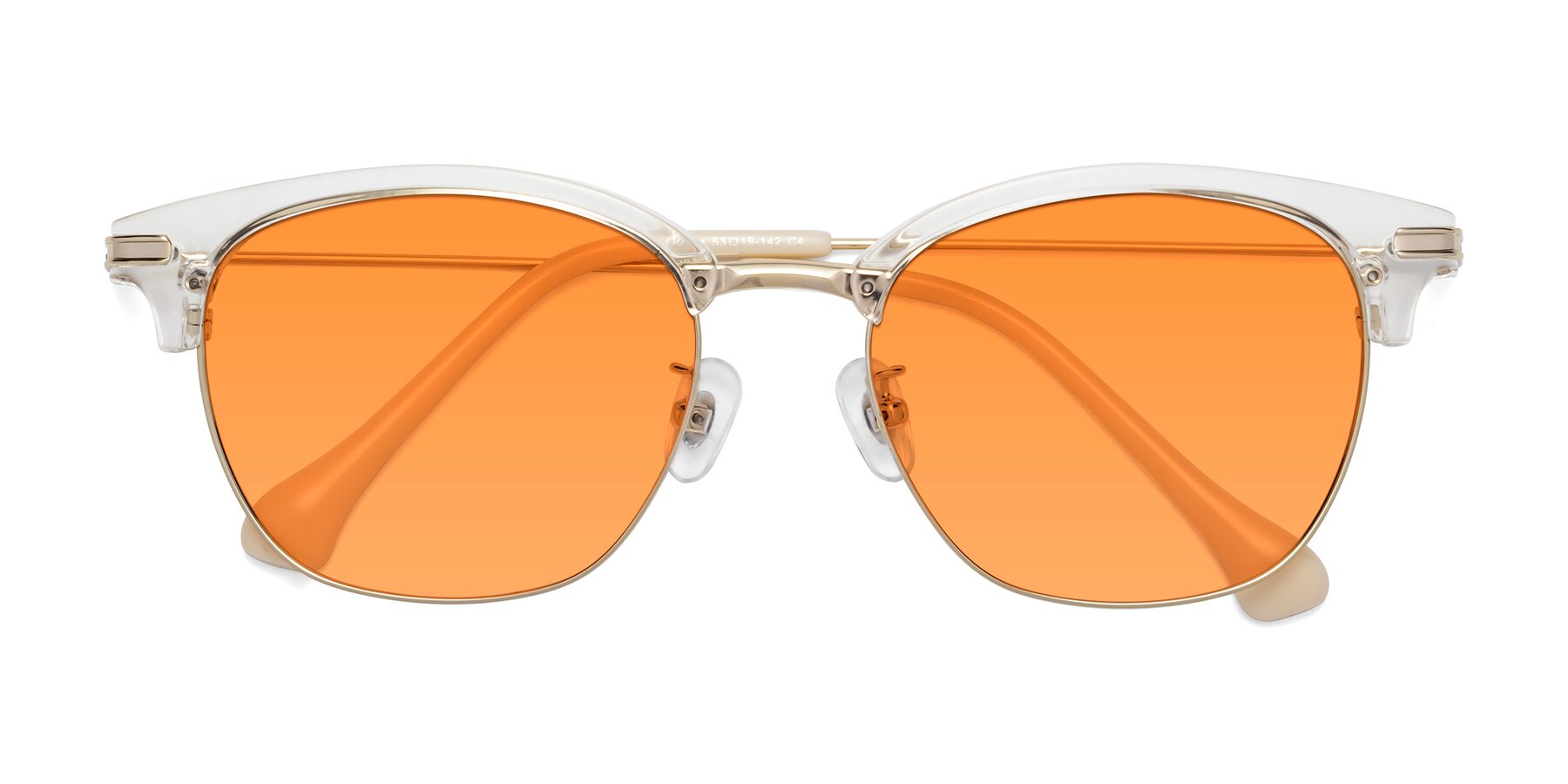 Folded Front of Obrien in Clear-Gold with Orange Tinted Lenses