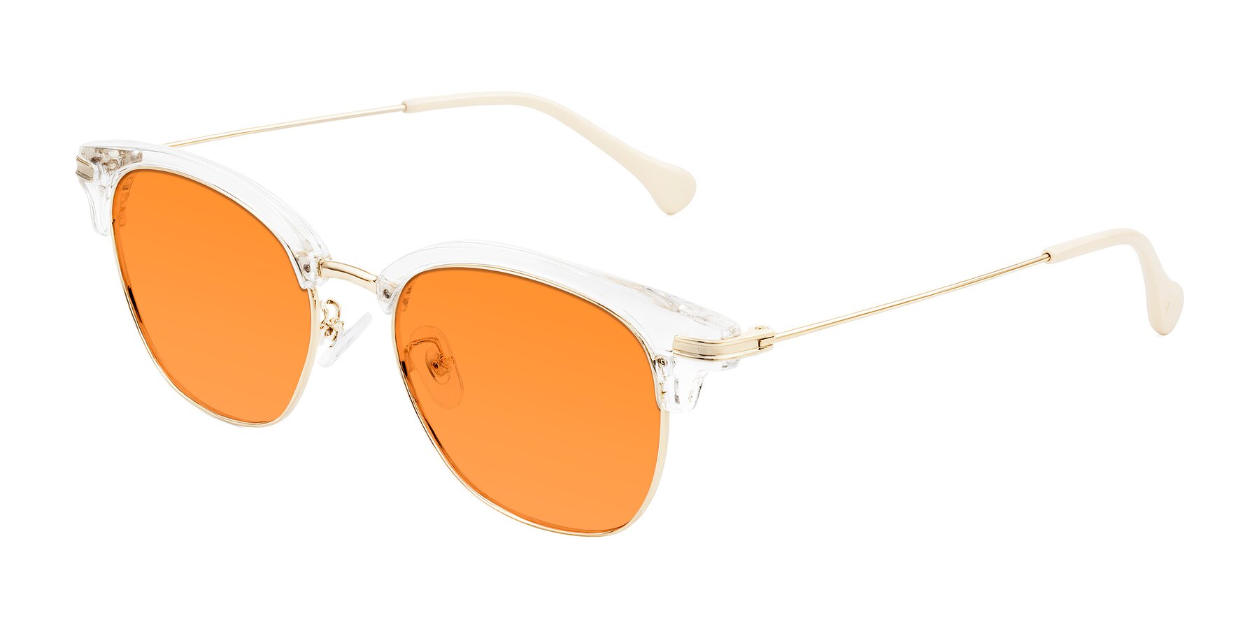 Angle of Obrien in Clear/Gold with Orange Tinted Lenses