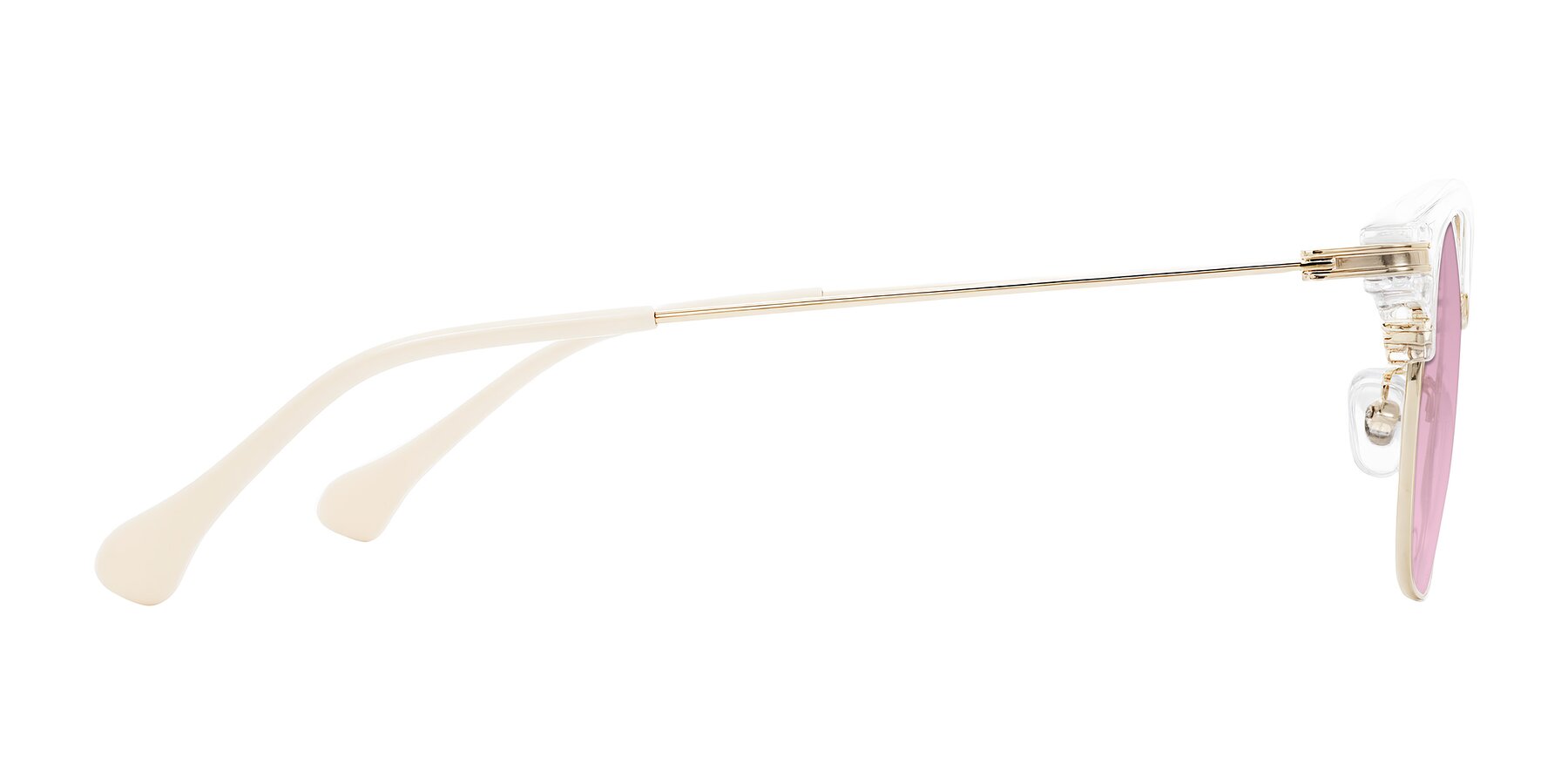 Side of Obrien in Clear/Gold with Light Wine Tinted Lenses