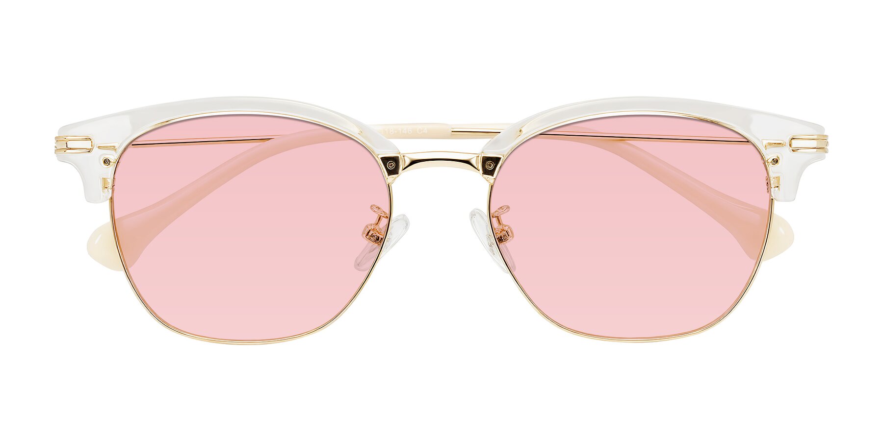 Folded Front of Obrien in Clear/Gold with Light Garnet Tinted Lenses