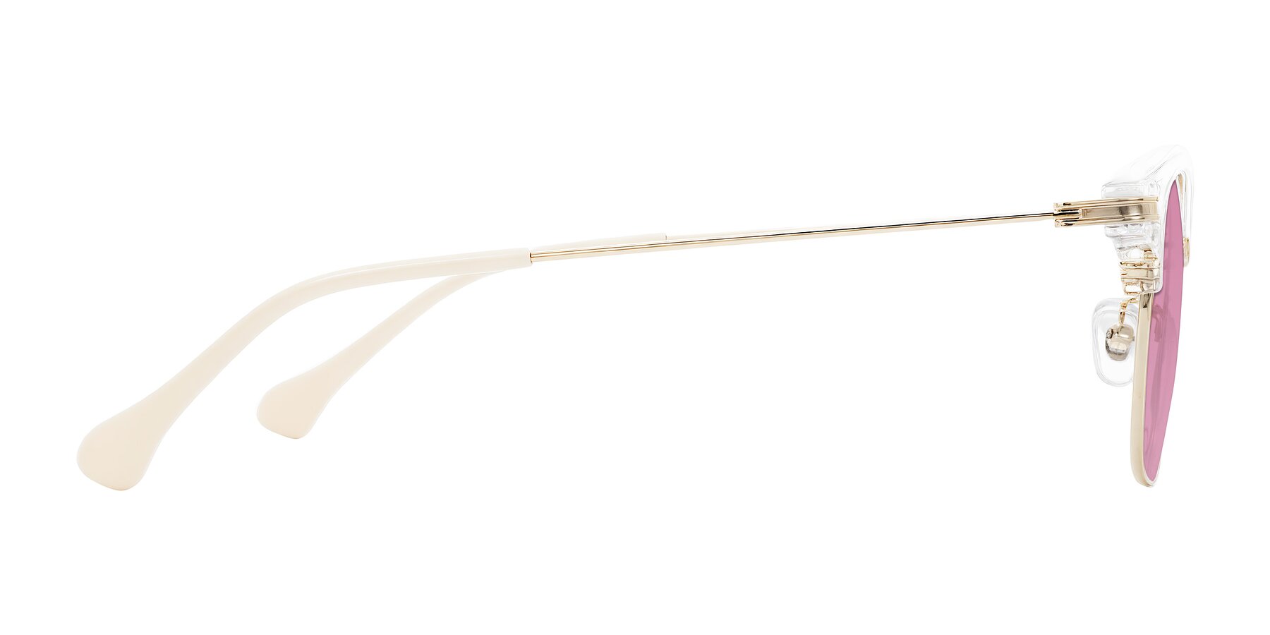 Side of Obrien in Clear/Gold with Medium Wine Tinted Lenses