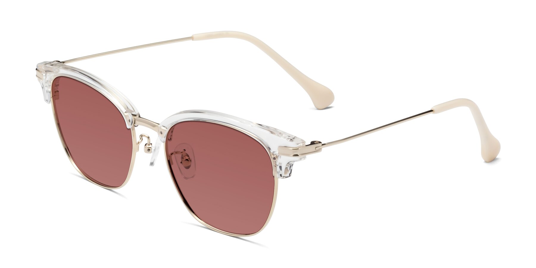 Angle of Obrien in Clear-Gold with Garnet Tinted Lenses