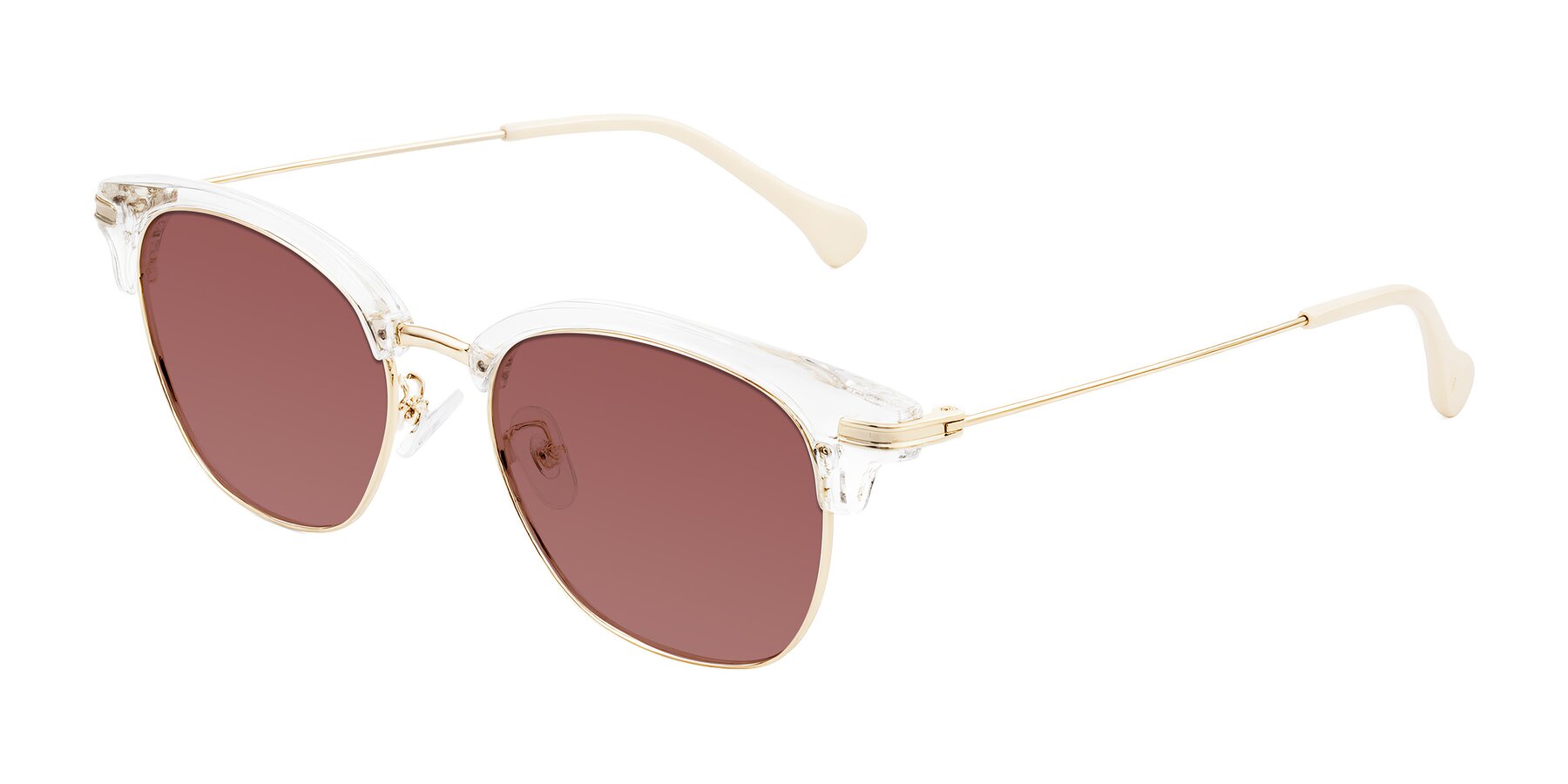 Angle of Obrien in Clear/Gold with Garnet Tinted Lenses