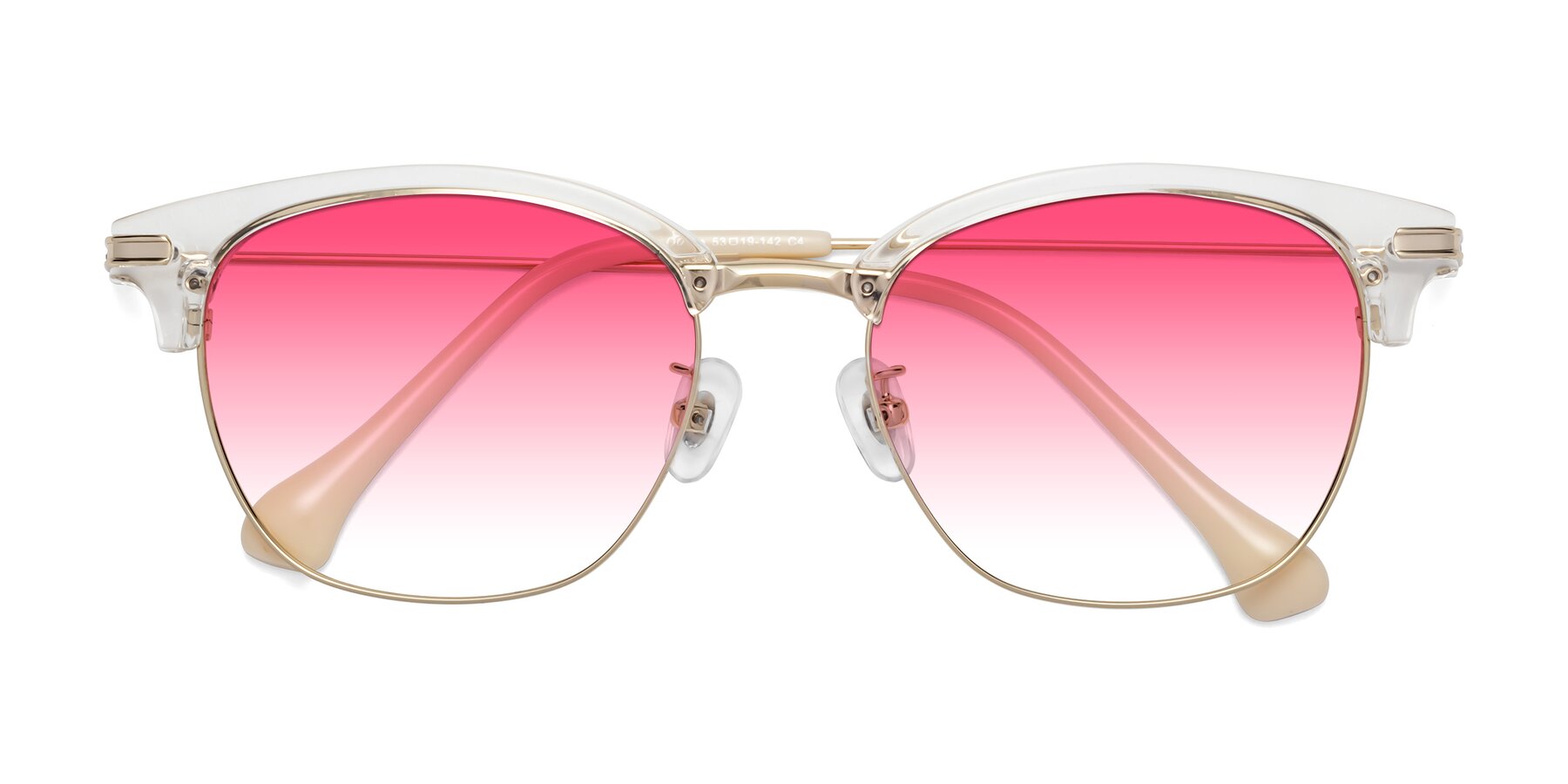 Folded Front of Obrien in Clear-Gold with Pink Gradient Lenses