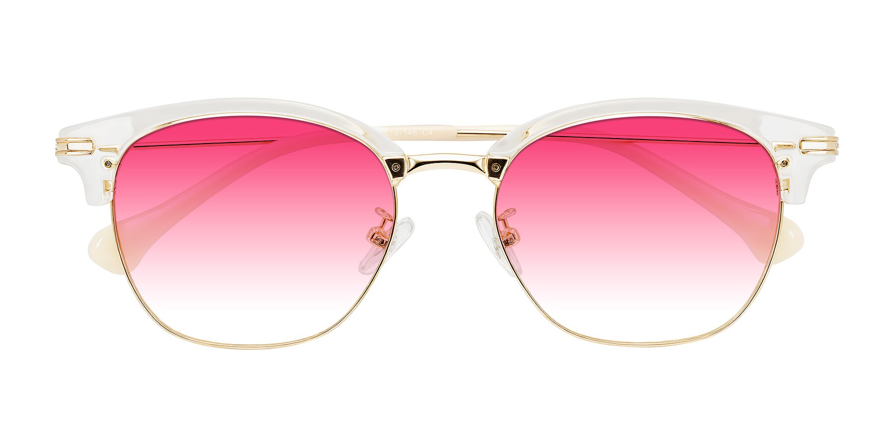 Folded Front of Obrien in Clear/Gold with Pink Gradient Lenses