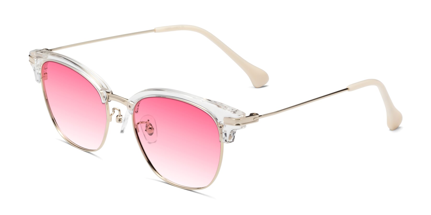 Angle of Obrien in Clear-Gold with Pink Gradient Lenses