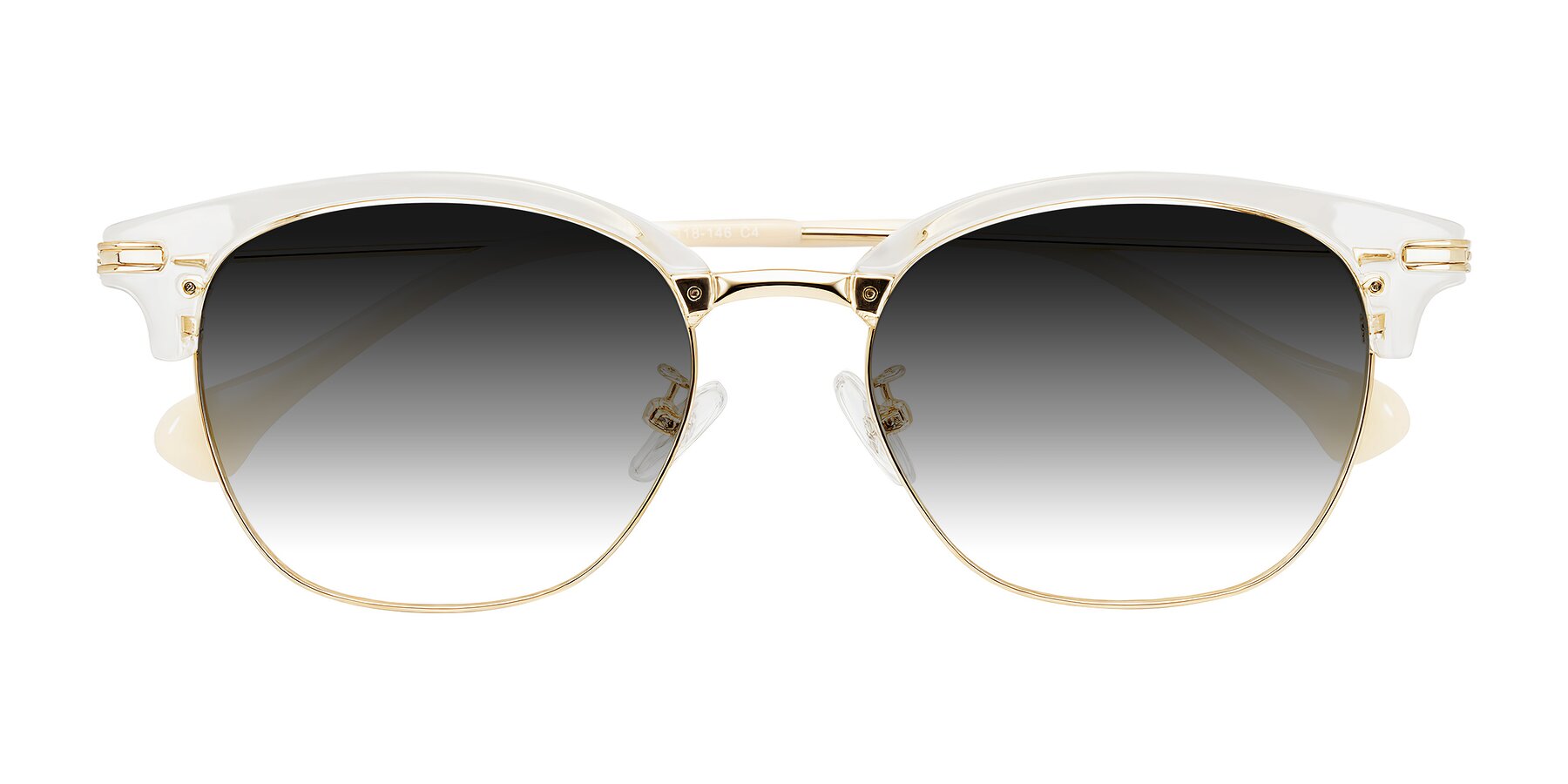 Folded Front of Obrien in Clear/Gold with Gray Gradient Lenses