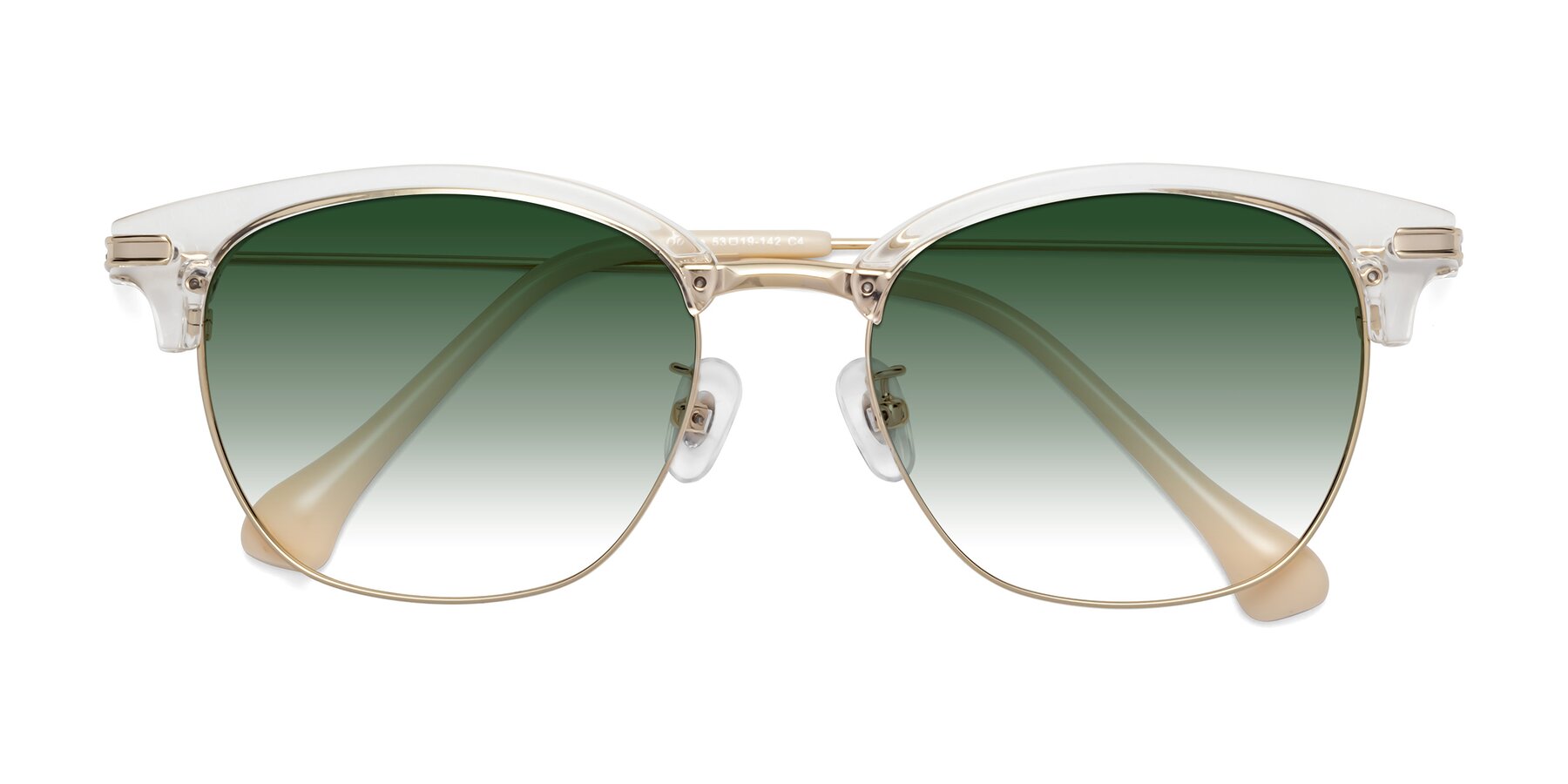 Folded Front of Obrien in Clear-Gold with Green Gradient Lenses
