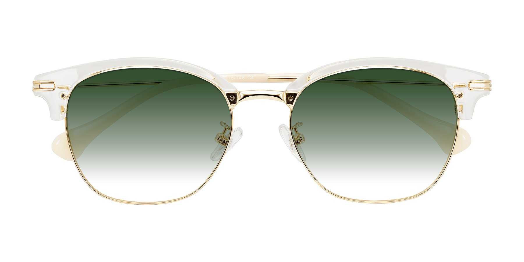 Folded Front of Obrien in Clear/Gold with Green Gradient Lenses
