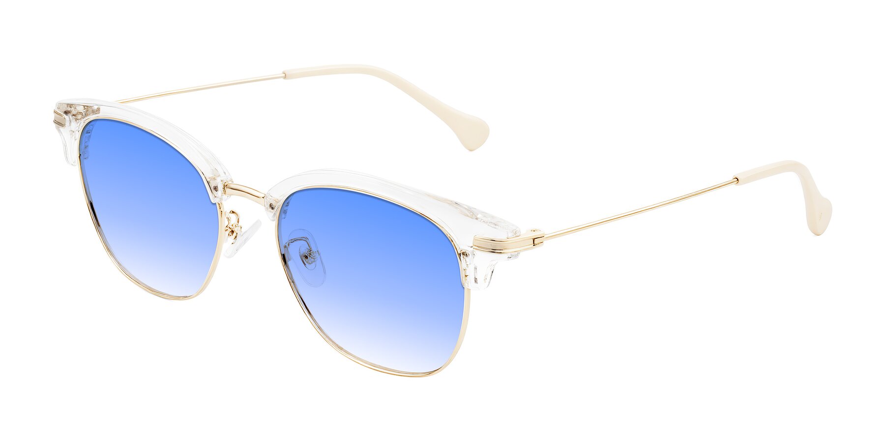 Angle of Obrien in Clear/Gold with Blue Gradient Lenses