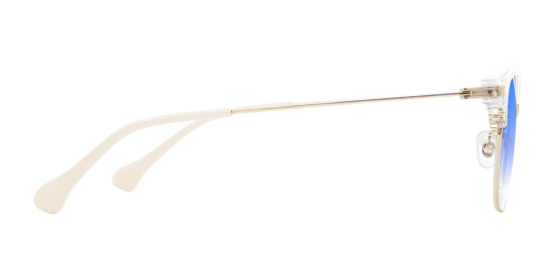 Side of Obrien in Clear/Gold with Blue Gradient Lenses