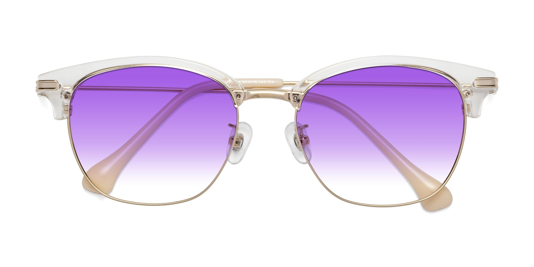 Folded Front of Obrien in Clear-Gold with Purple Gradient Lenses