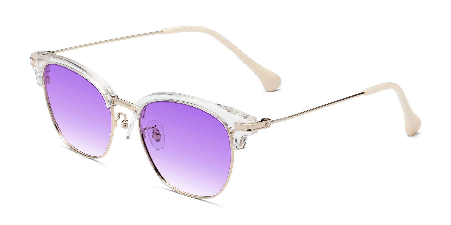Angle of Obrien in Clear-Gold with Purple Gradient Lenses