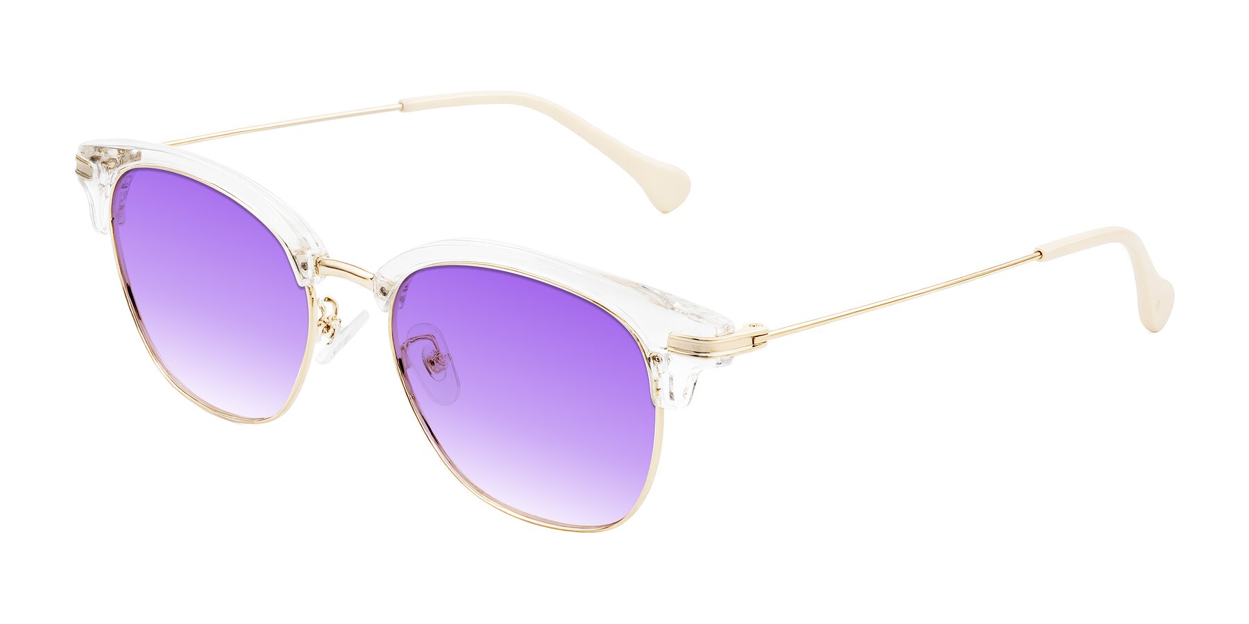 Angle of Obrien in Clear/Gold with Purple Gradient Lenses