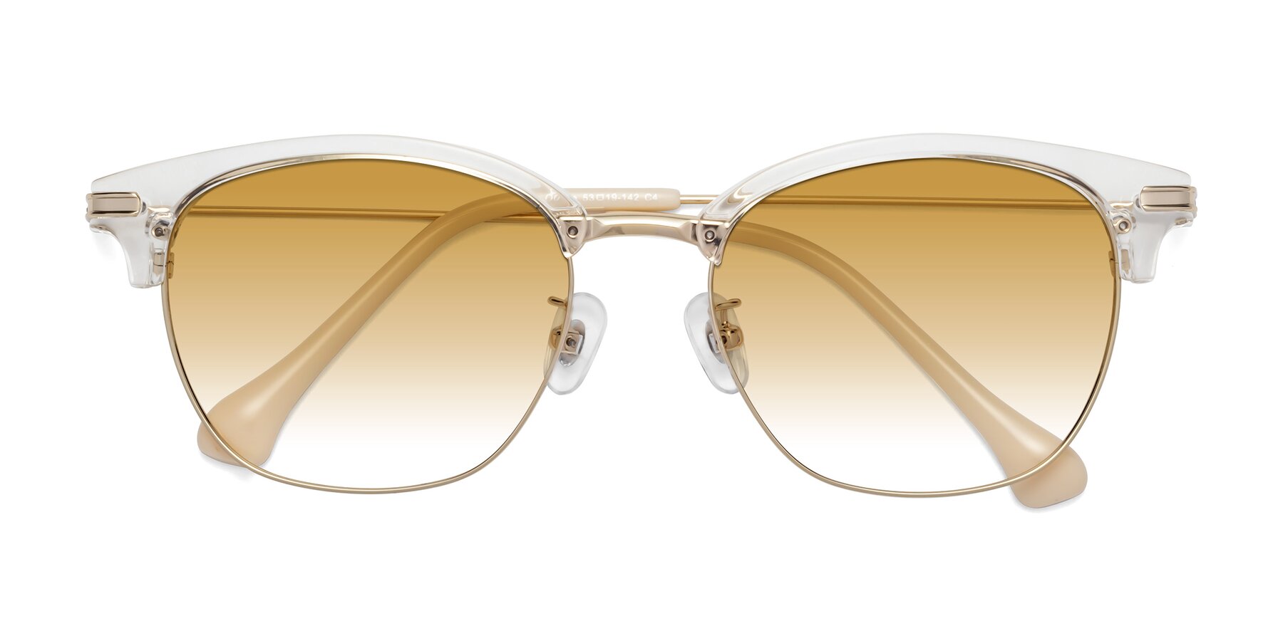Folded Front of Obrien in Clear-Gold with Champagne Gradient Lenses