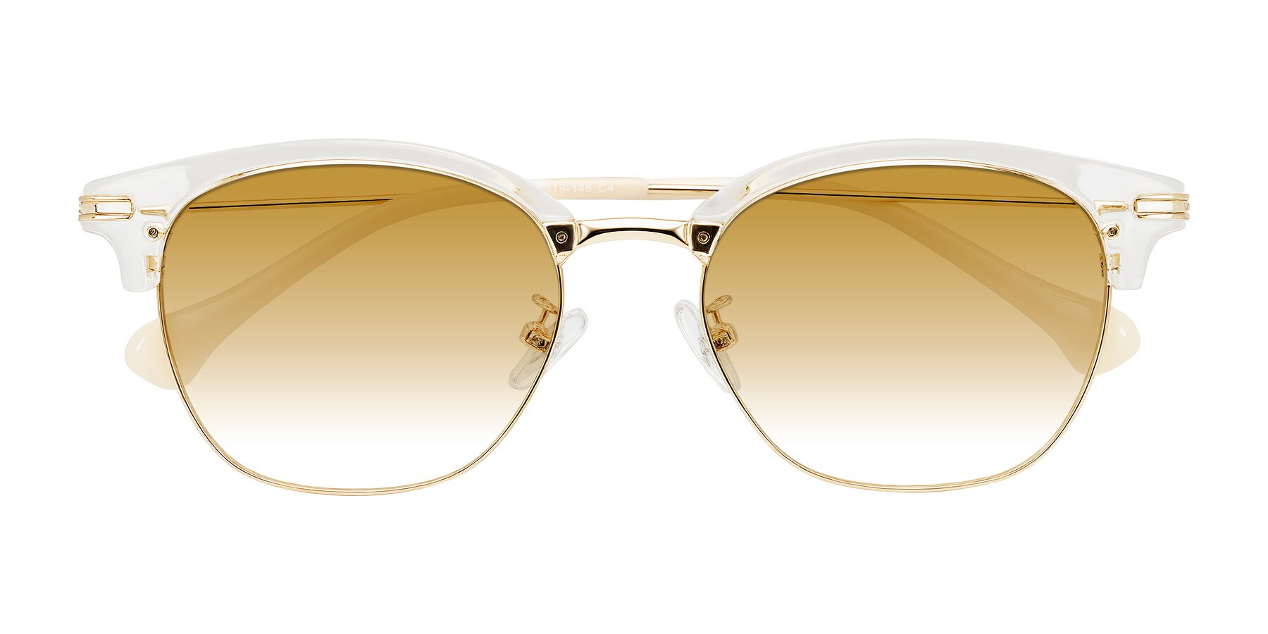Folded Front of Obrien in Clear/Gold with Champagne Gradient Lenses