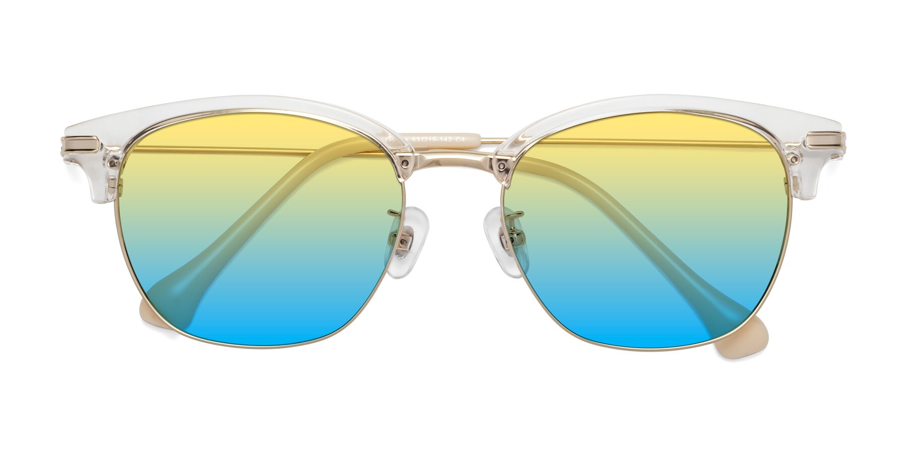 Folded Front of Obrien in Clear-Gold with Yellow / Blue Gradient Lenses