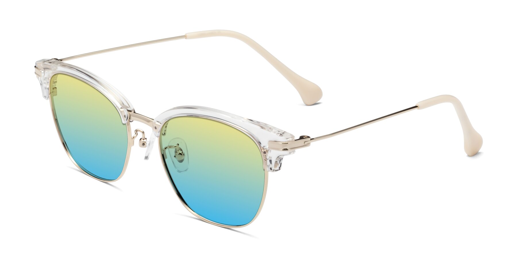 Angle of Obrien in Clear-Gold with Yellow / Blue Gradient Lenses