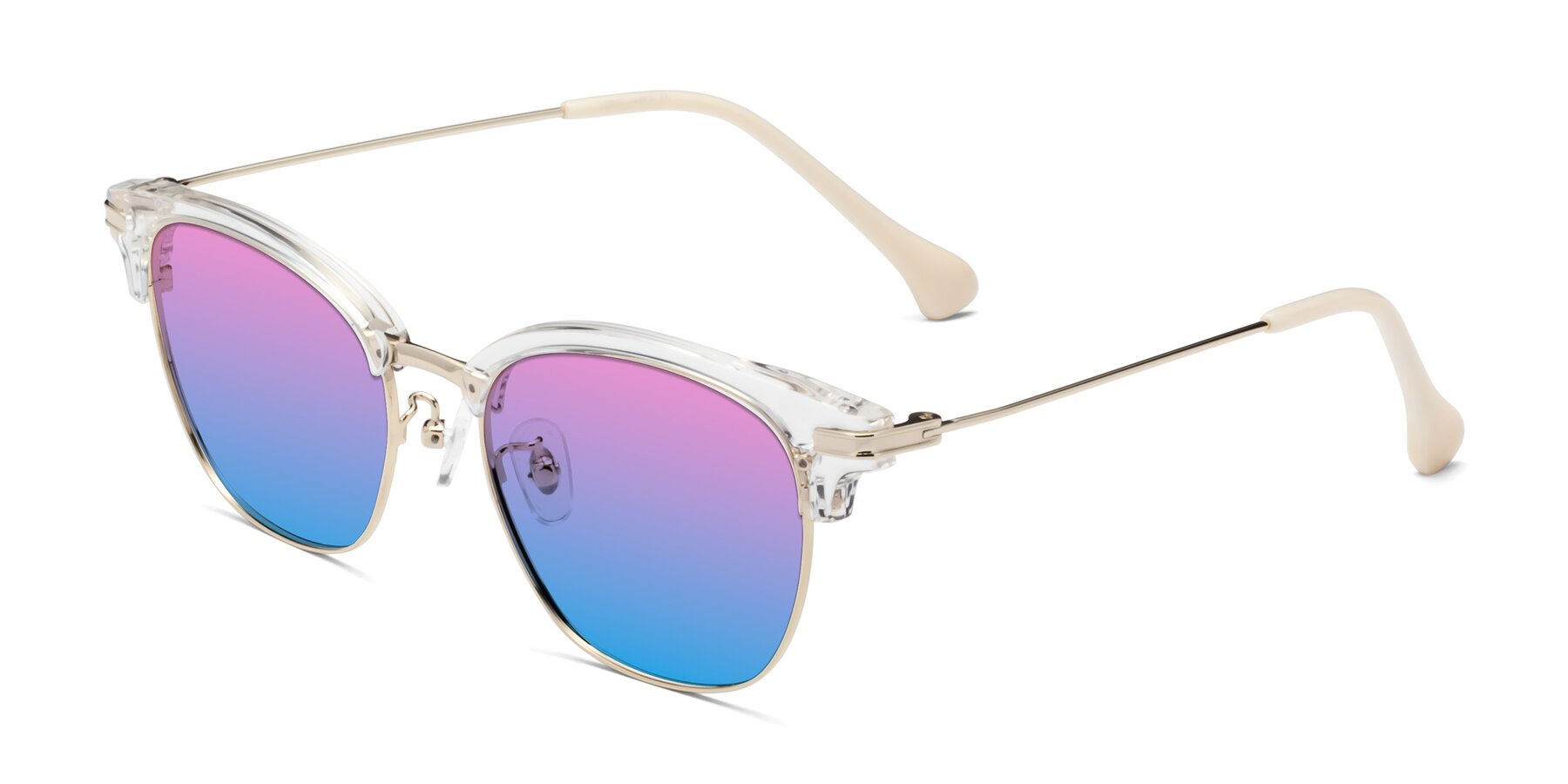 Angle of Obrien in Clear-Gold with Pink / Blue Gradient Lenses
