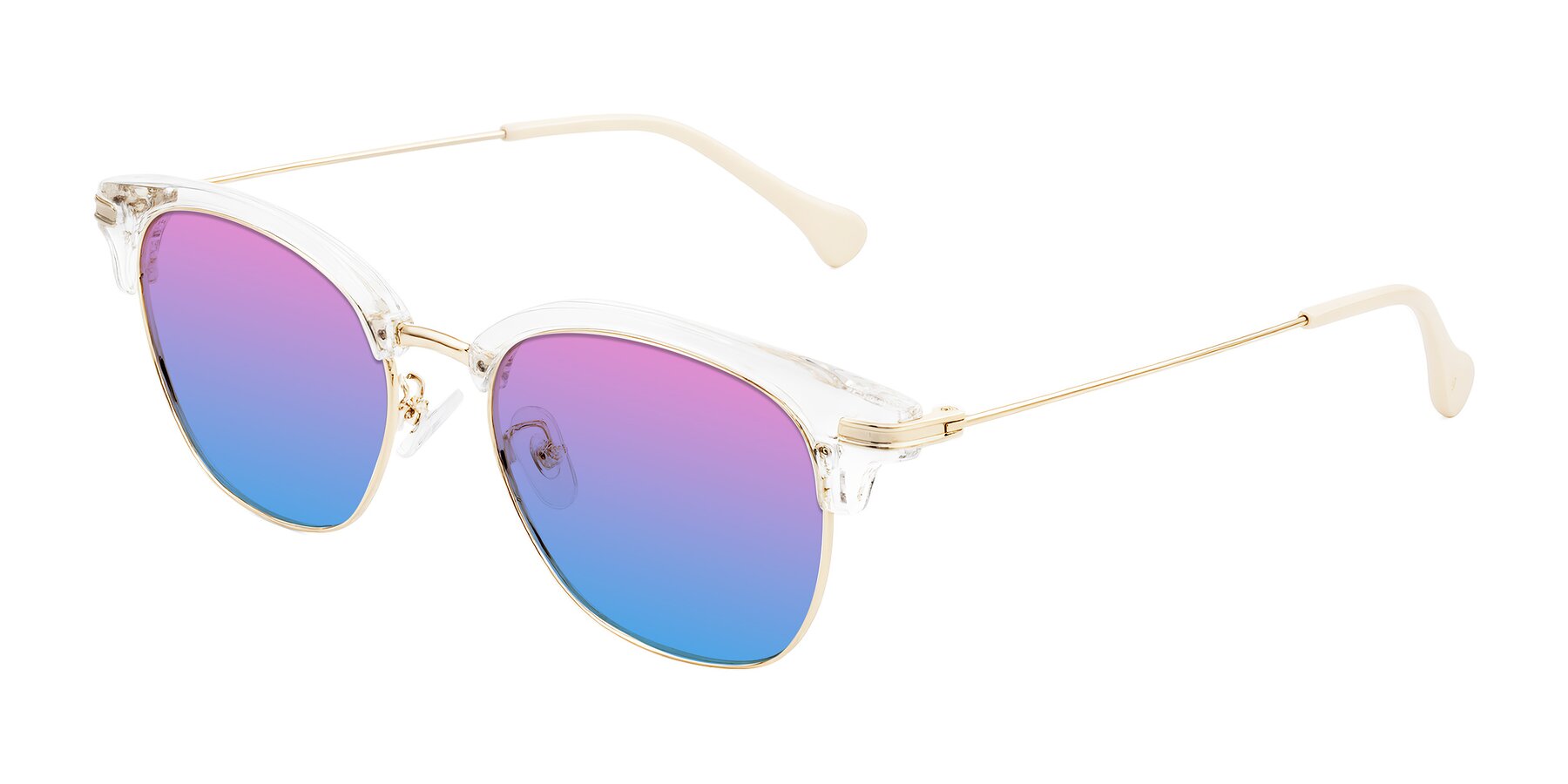 Angle of Obrien in Clear/Gold with Pink / Blue Gradient Lenses