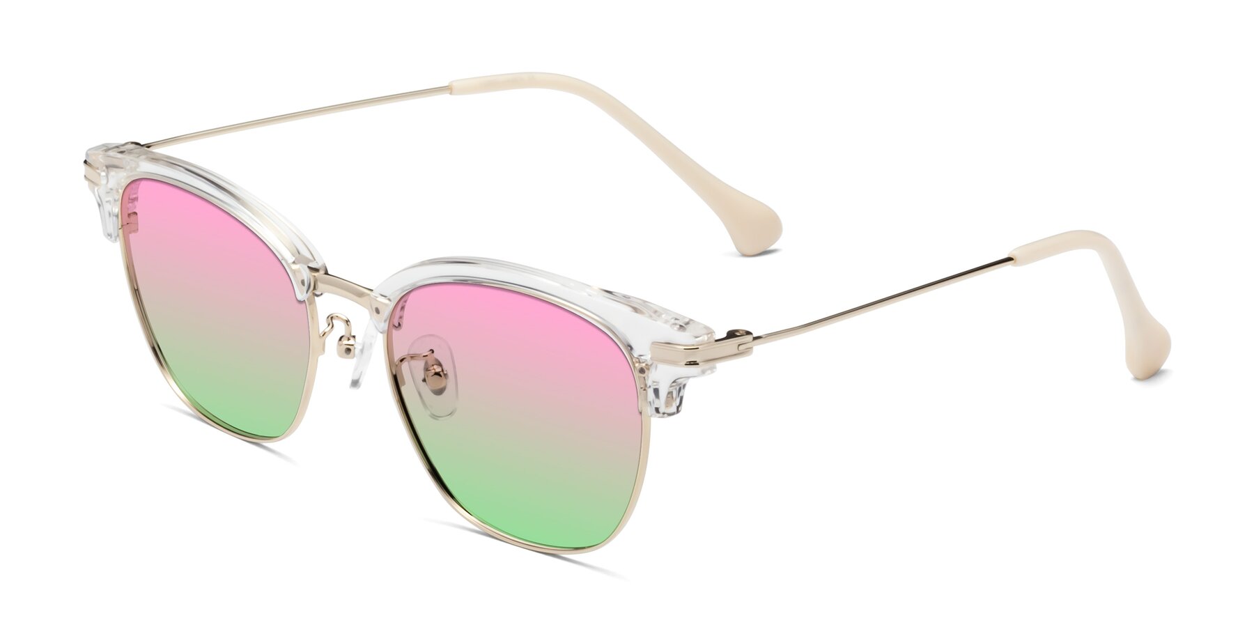 Angle of Obrien in Clear-Gold with Pink / Green Gradient Lenses