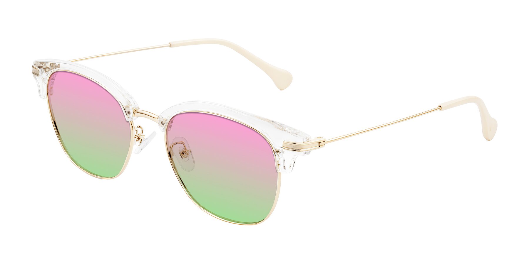 Angle of Obrien in Clear/Gold with Pink / Green Gradient Lenses