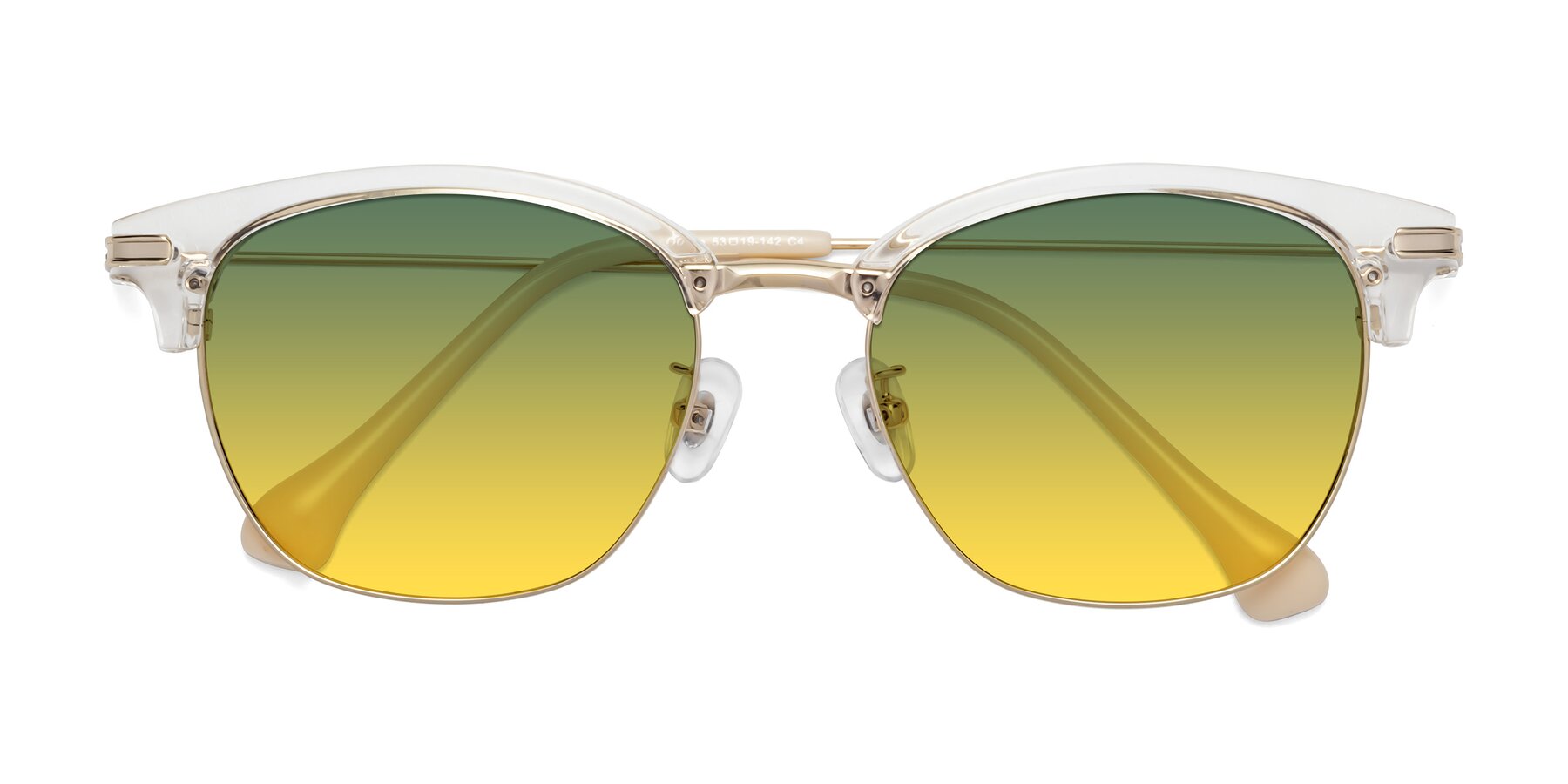 Folded Front of Obrien in Clear-Gold with Green / Yellow Gradient Lenses