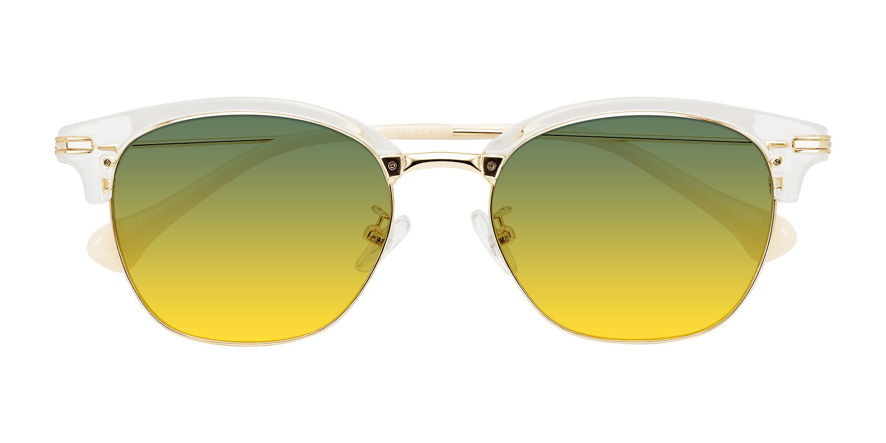 Folded Front of Obrien in Clear/Gold with Green / Yellow Gradient Lenses