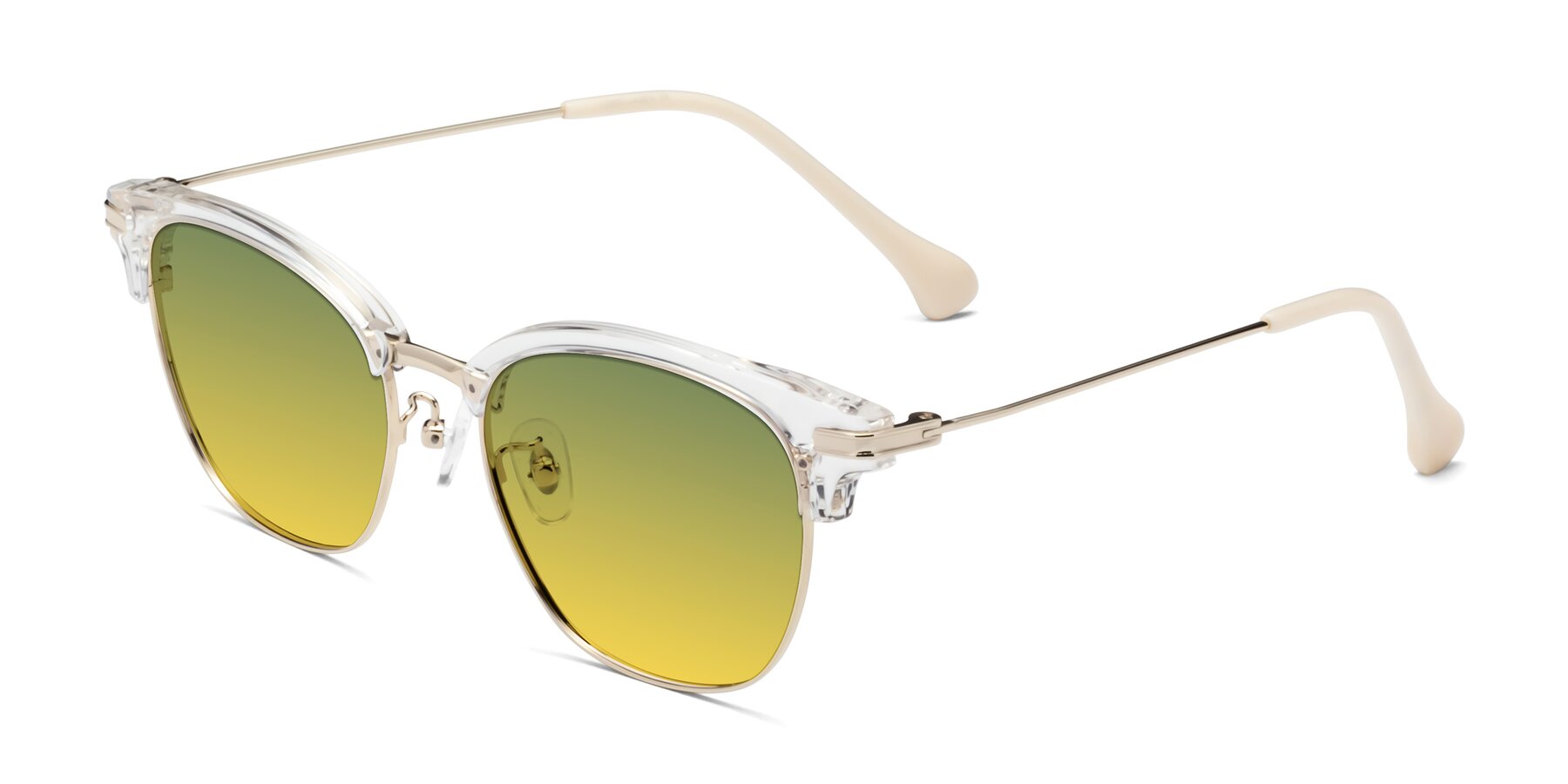 Angle of Obrien in Clear-Gold with Green / Yellow Gradient Lenses