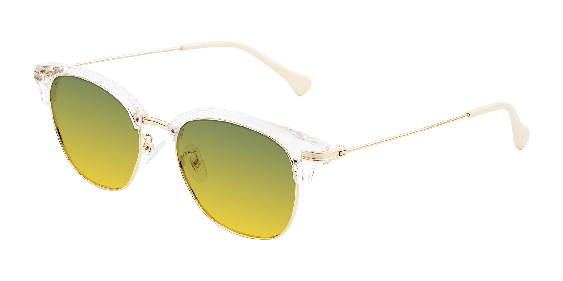 Angle of Obrien in Clear/Gold with Green / Yellow Gradient Lenses