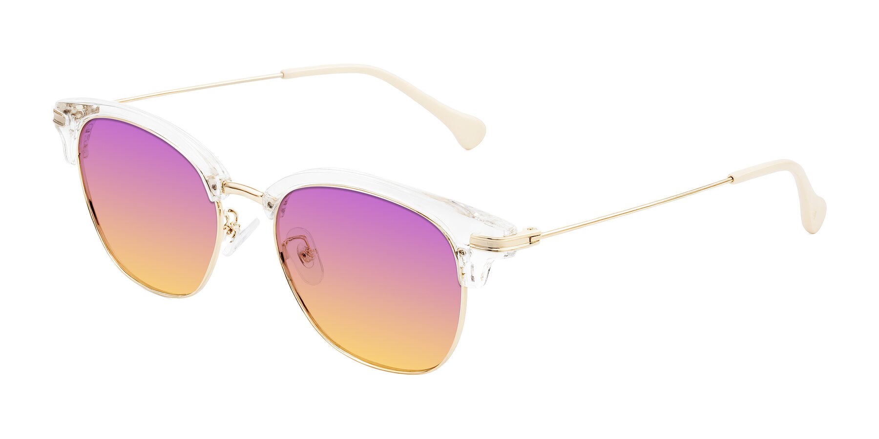 Angle of Obrien in Clear/Gold with Purple / Yellow Gradient Lenses