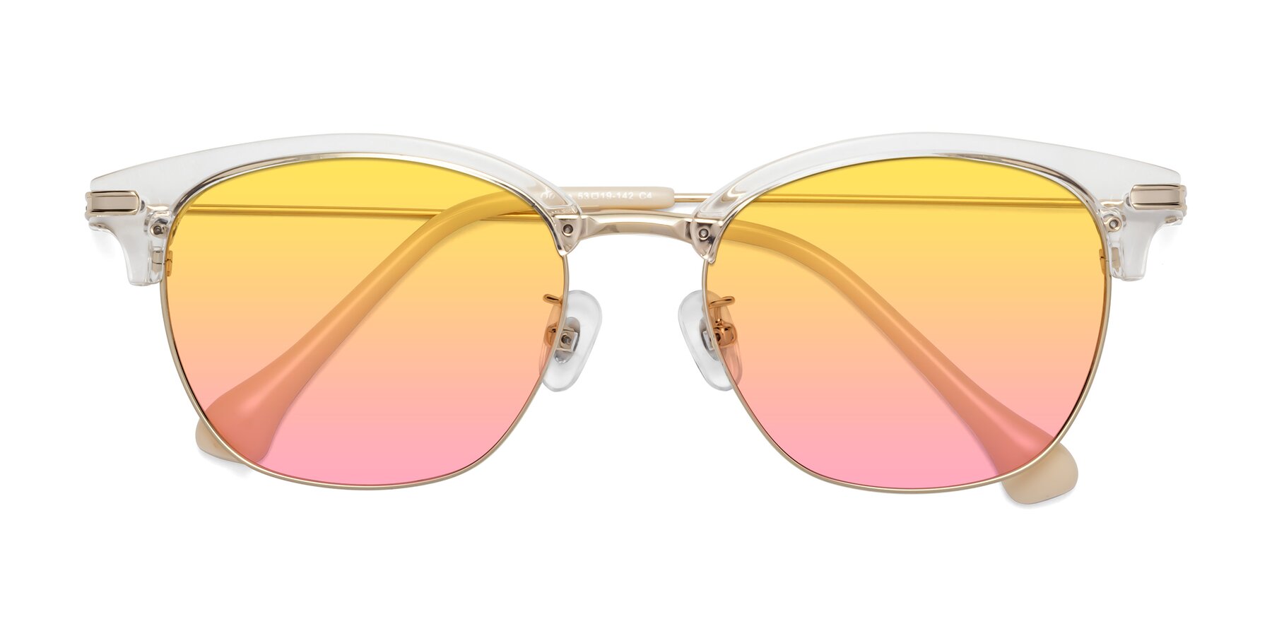 Folded Front of Obrien in Clear-Gold with Yellow / Pink Gradient Lenses