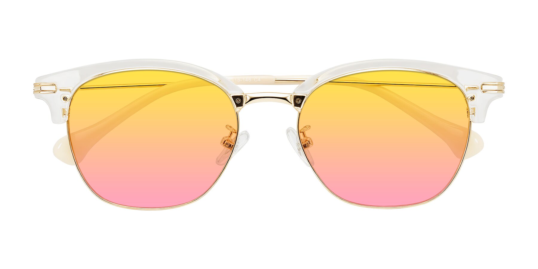Folded Front of Obrien in Clear/Gold with Yellow / Pink Gradient Lenses