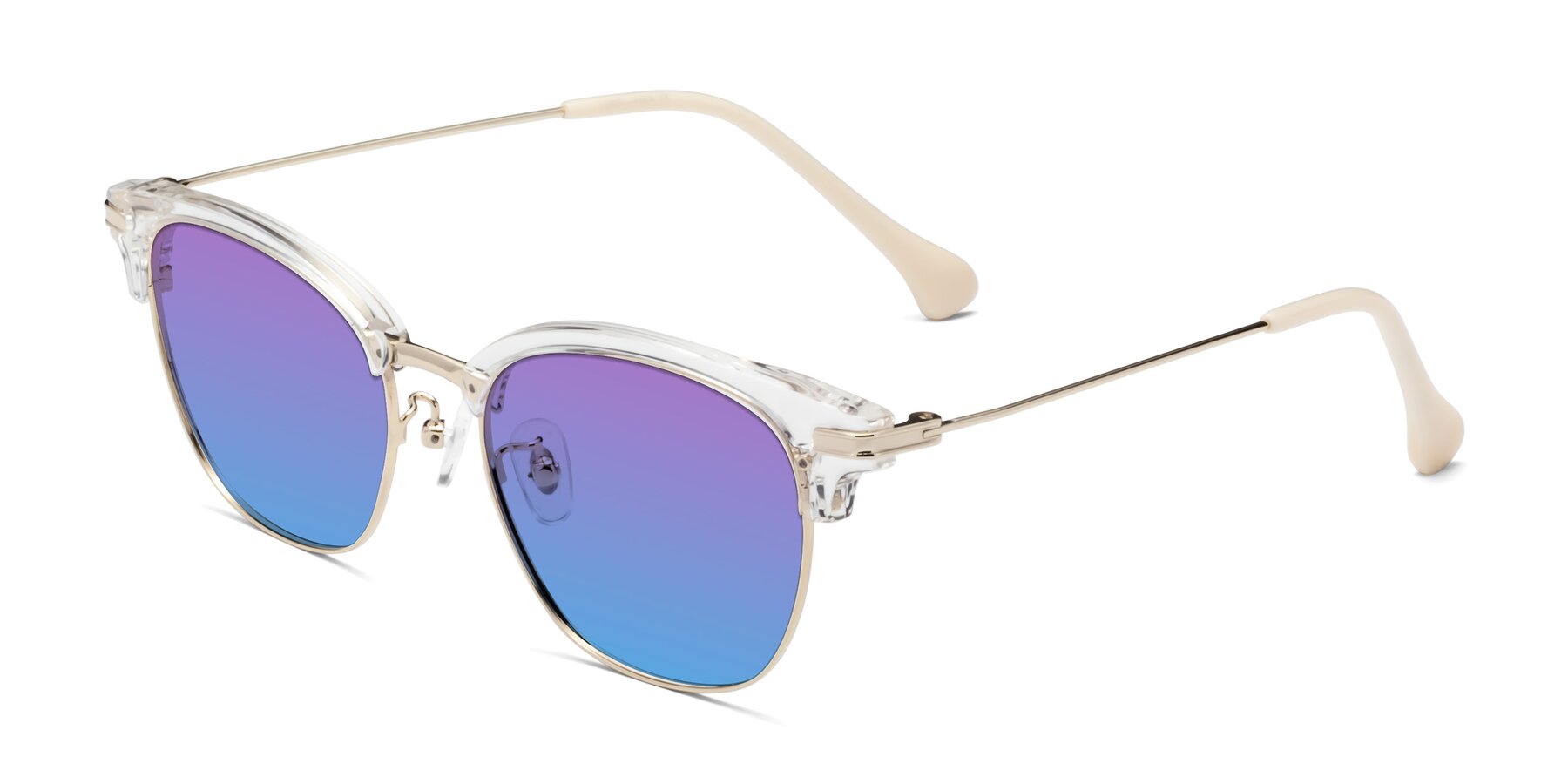 Angle of Obrien in Clear-Gold with Purple / Blue Gradient Lenses