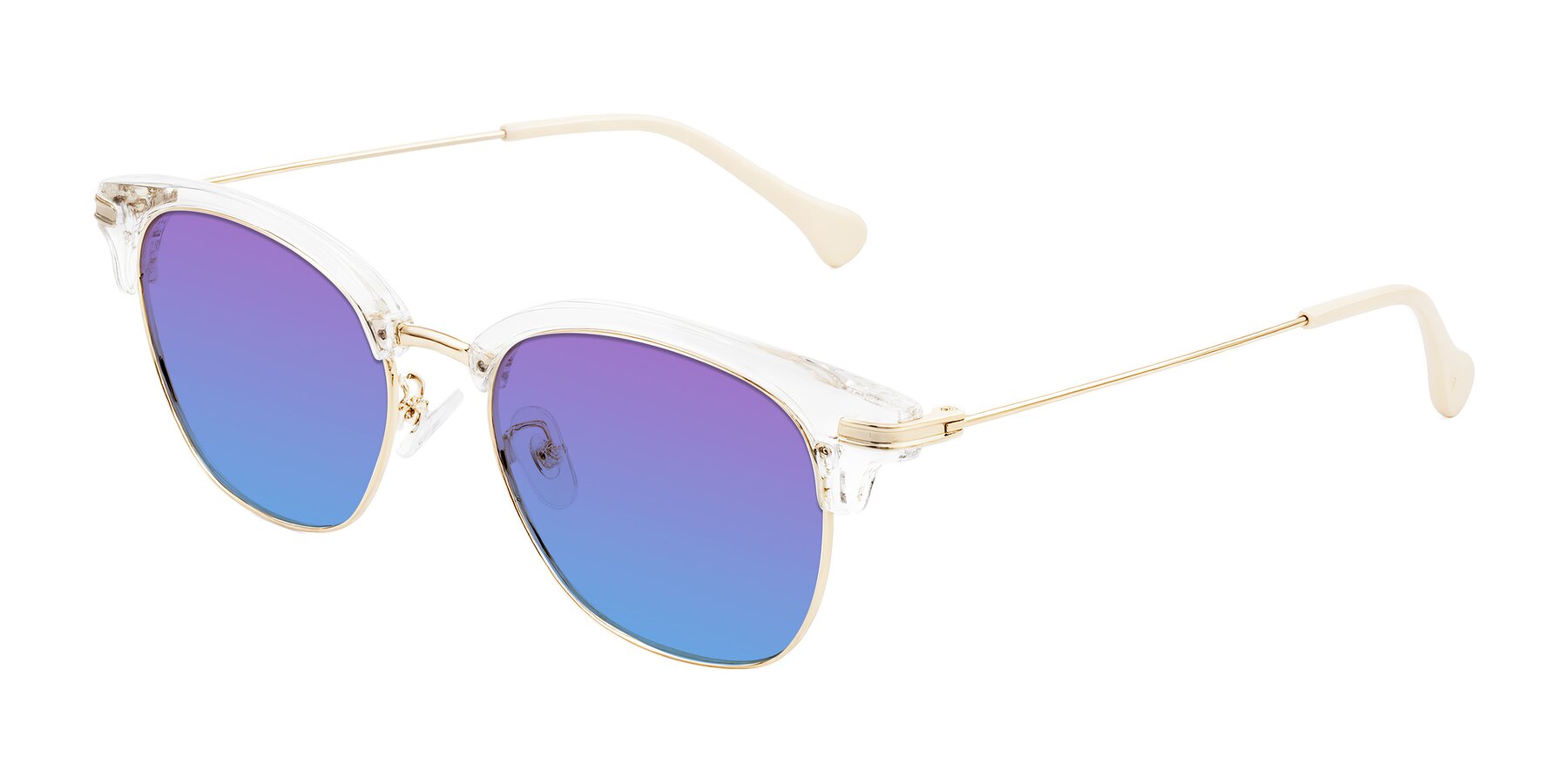 Angle of Obrien in Clear/Gold with Purple / Blue Gradient Lenses