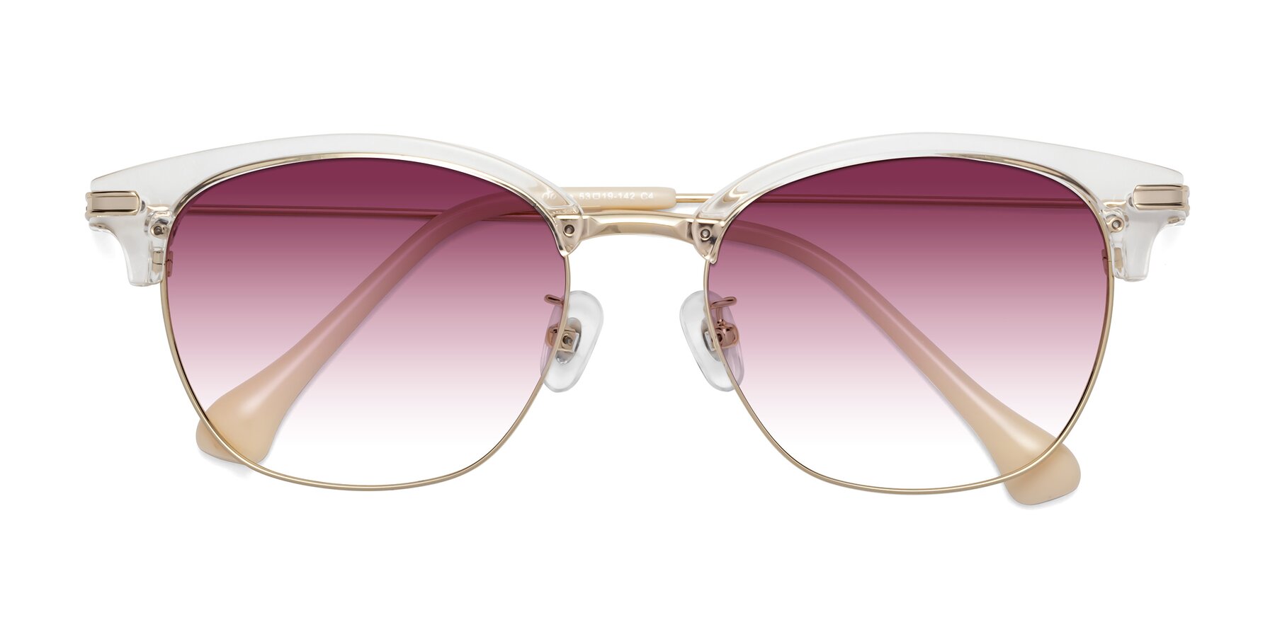 Folded Front of Obrien in Clear-Gold with Wine Gradient Lenses