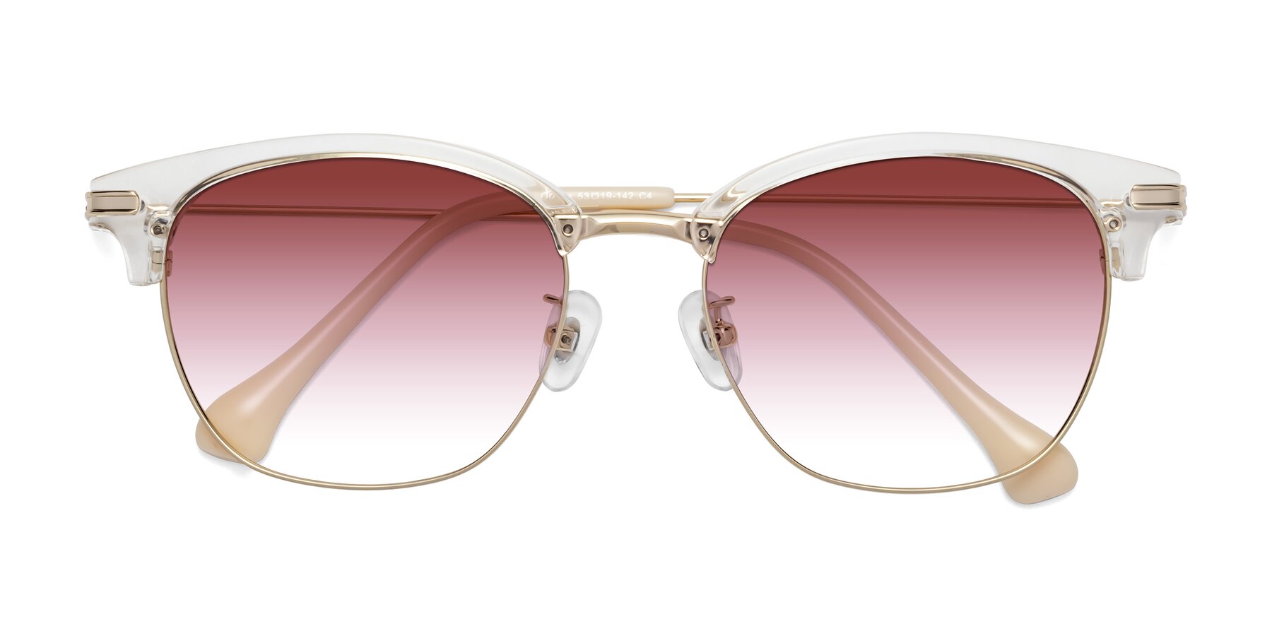 Folded Front of Obrien in Clear-Gold with Garnet Gradient Lenses