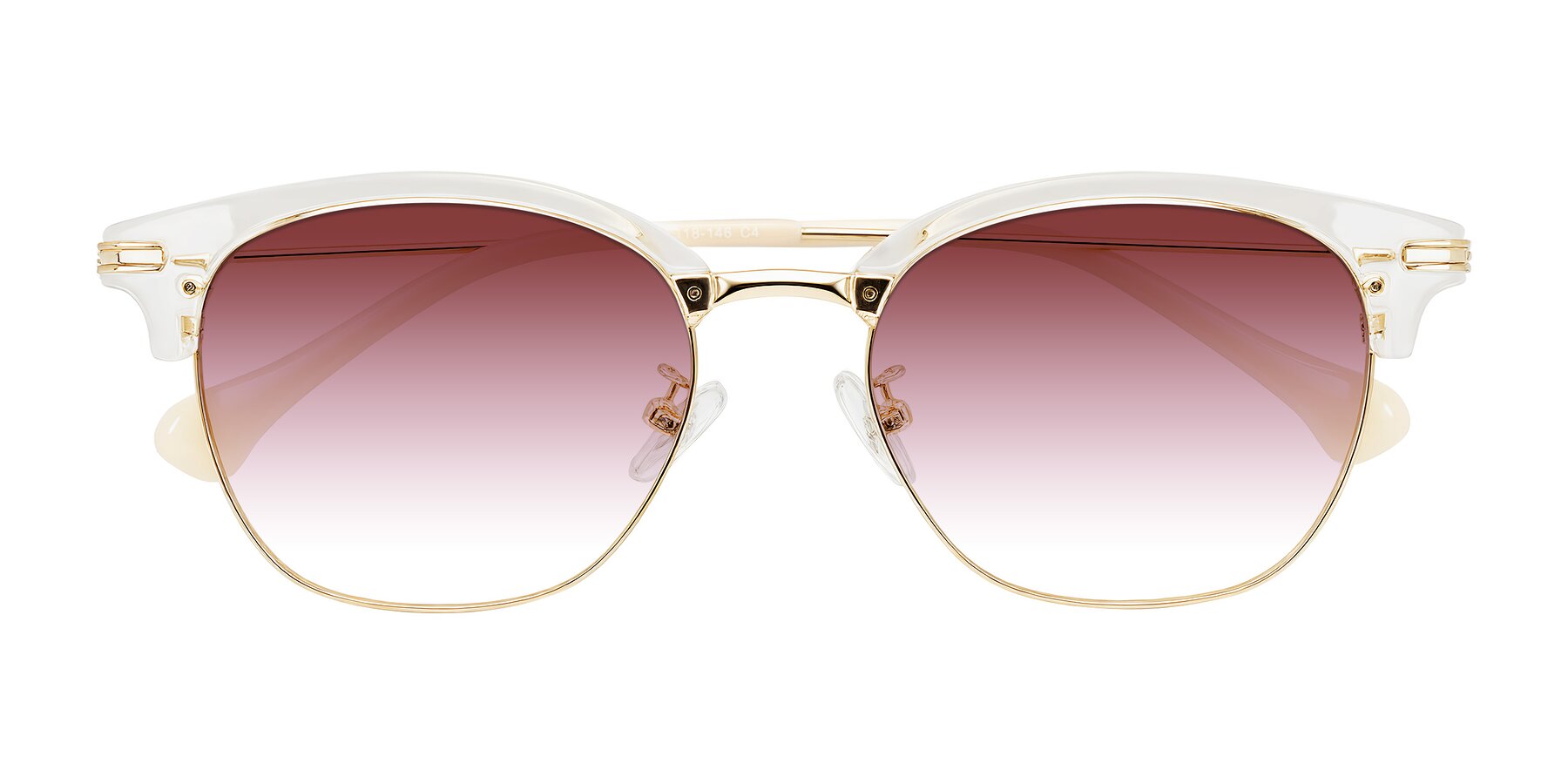 Folded Front of Obrien in Clear/Gold with Garnet Gradient Lenses
