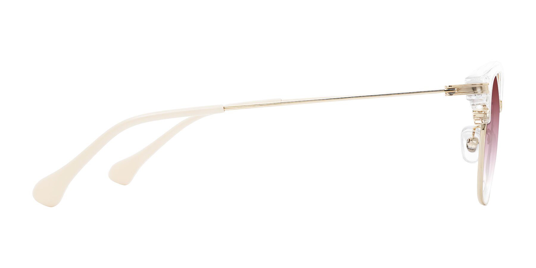 Side of Obrien in Clear/Gold with Garnet Gradient Lenses