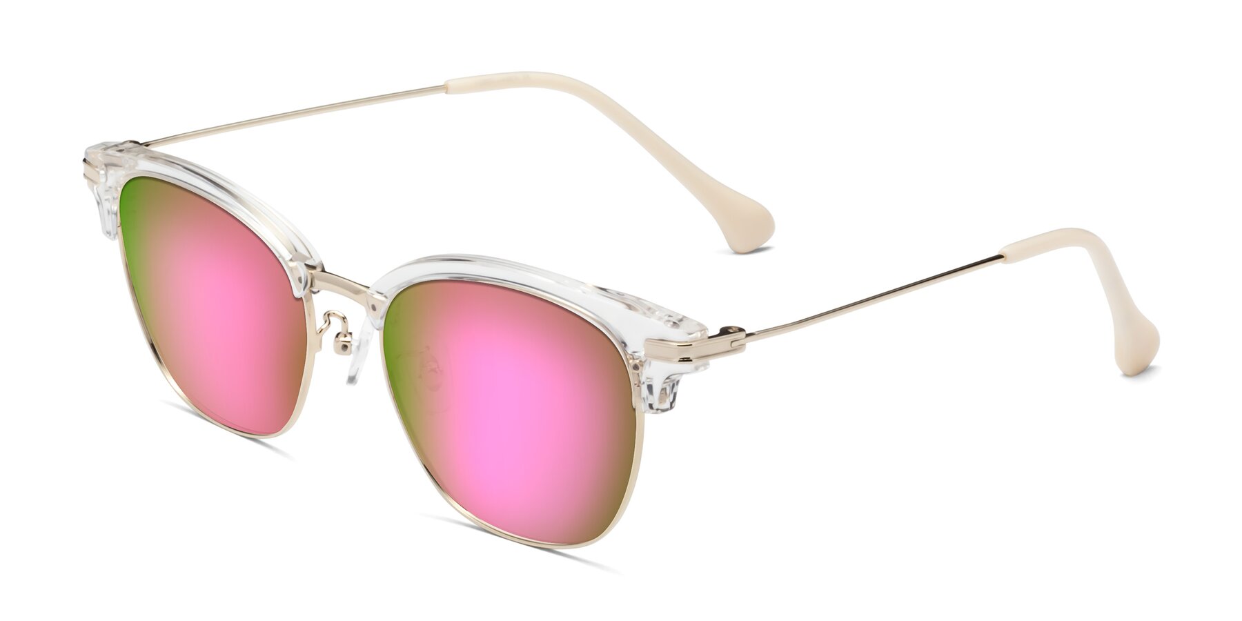 Angle of Obrien in Clear-Gold with Pink Mirrored Lenses